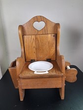 Vintage Wooden Child Potty Chair w/ Enamel Insert Primitive Farmhouse Decor