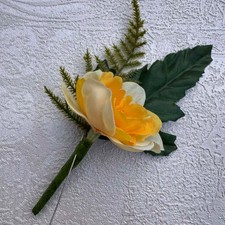 Daffodil Buttonhole Wedding Groom Groomsmen Scottish Heather Flower Lapel Pin 1x