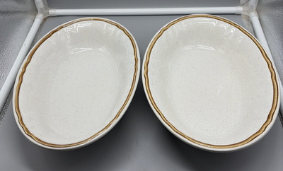 Vintage Lot Of (2) American Hearthside Stoneware 10 1/4'' Oval Serving Bowls