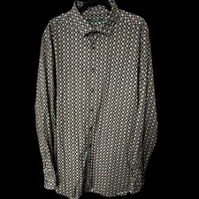 Perry Ellis Floral Red & Gold 2XLT 100% Cotton Button Up Long Sleeve