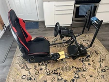 Complete Racing Simulator With Wheel, Pedals, Shifter, Seating Rig With TV Mount
