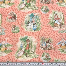 Beatrix Potter 2007 Quilting Treasures Peachy Cotton Fabric 2 Yards x 43"
