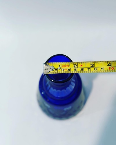 Vintage Bohemian Glass Water Carafe Cobalt Blue Cut To Clear 24 oz 8 In - 第 6/7 張圖片