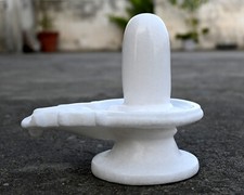 6" WHITE MARBLE SHIVLING STATUE RELIGIOUS SHIVA LINGAM HINDU POOJA GIFTS Hindu