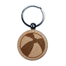 Beach Ball Engraved Wood Round Keychain Tag Charm