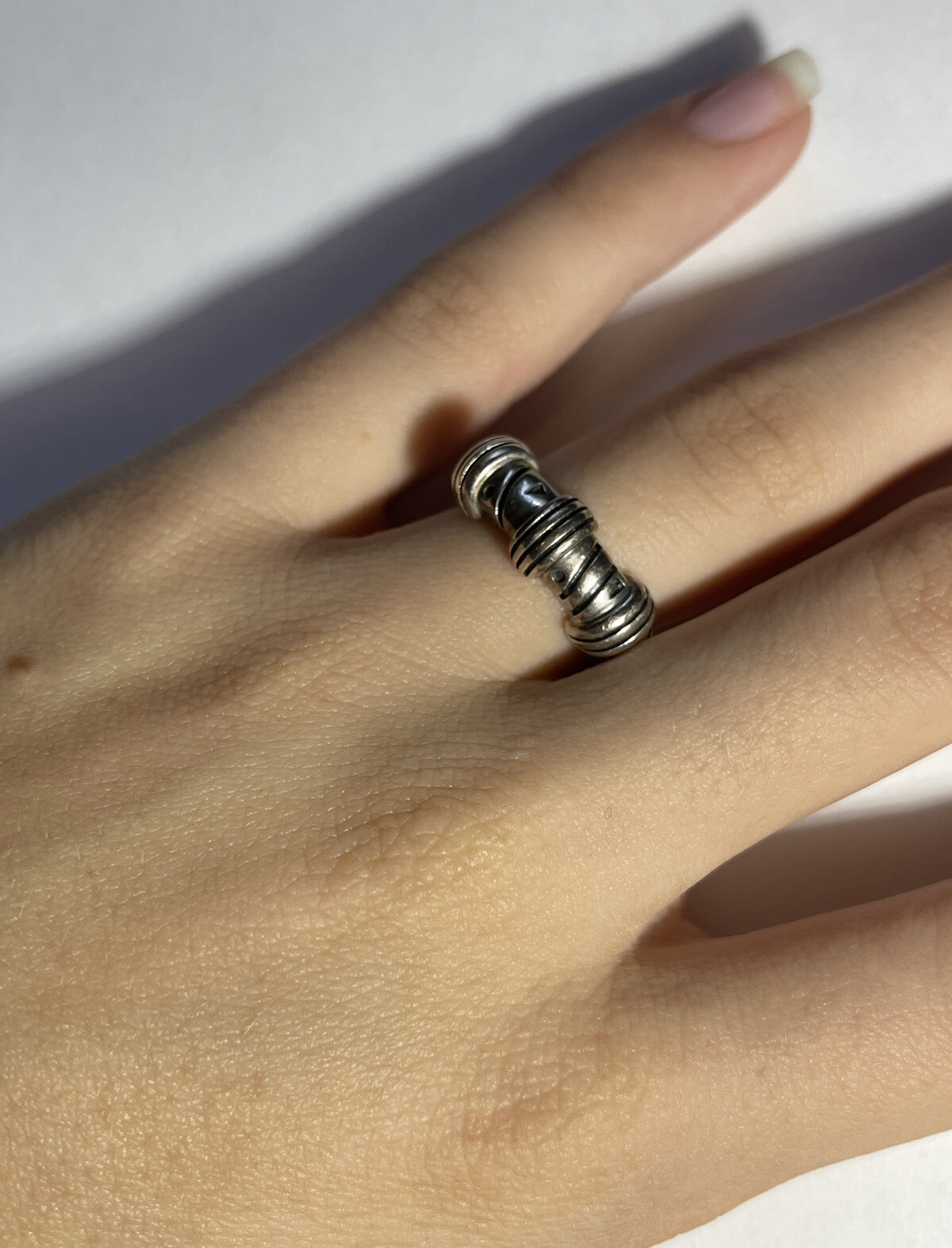 Sterling Silver 925 Stackable Ring Abstract Desig… - image 1