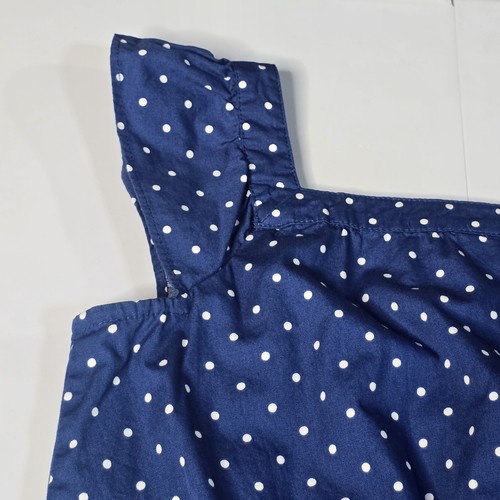Gymboree Girls Navy Polkadot Sleeveless Aline Dress Sz 12 Button Front Ruffles - Picture 4 of 10