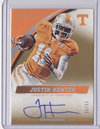 2016 Panini Collegiate Tennessee Autograph Gold Justin Hunter /25 Auto Flat SH - Bild 4 von 4