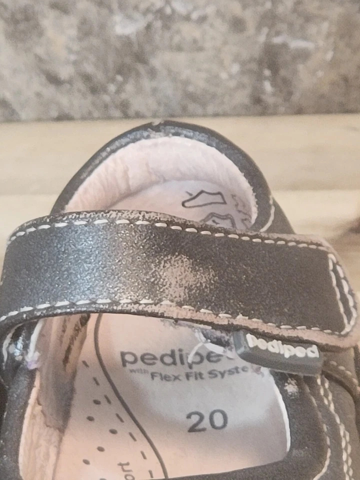 Zapatos de cuero pediped para niñas talla 5 EE. UU. 20 euros gris negro Foto 4 de 4