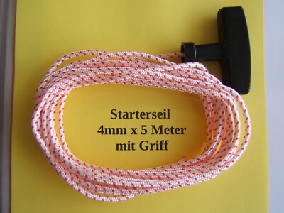 Starterseil 4mm x 5 Meter mit Griff, Starterseil ist Made in Germany.