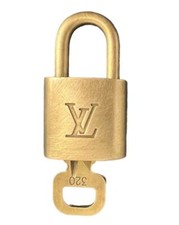 Authentic LOUIS VUITTON Lock And Key Set 320 Padlock Brass Made In France