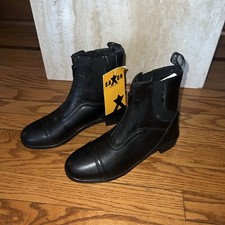🥾 SAXON Syntovia Zip Paddock Boots Ladies Women Ridding Black Sz US 7.5 EU 38