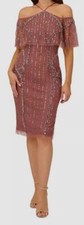 Adrianna Papell Women's Red Embellished Off-The-Shoulder Midi Dress Size 8