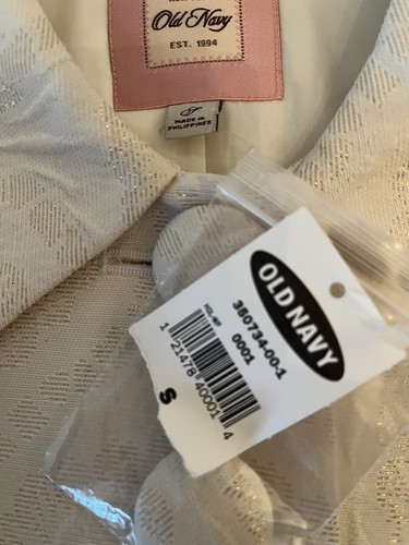 OLD NAVY womens button up coat NWT size S creme w/gold medallion print pockets - Picture 17 of 19