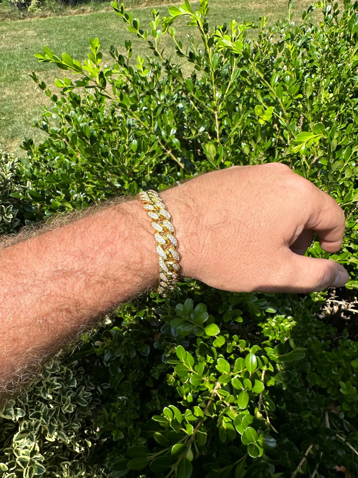 12mm Miami Cuban Iced CZ Bracelet Mens Gold Plated Over BRASS