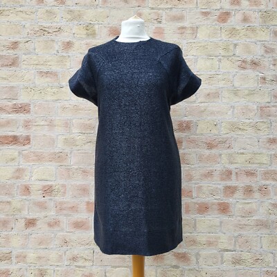 Cos Mini Etuikleid Damen UK 10 EUR 36 Schwarz Metallic Webart Schlicht Minimal
