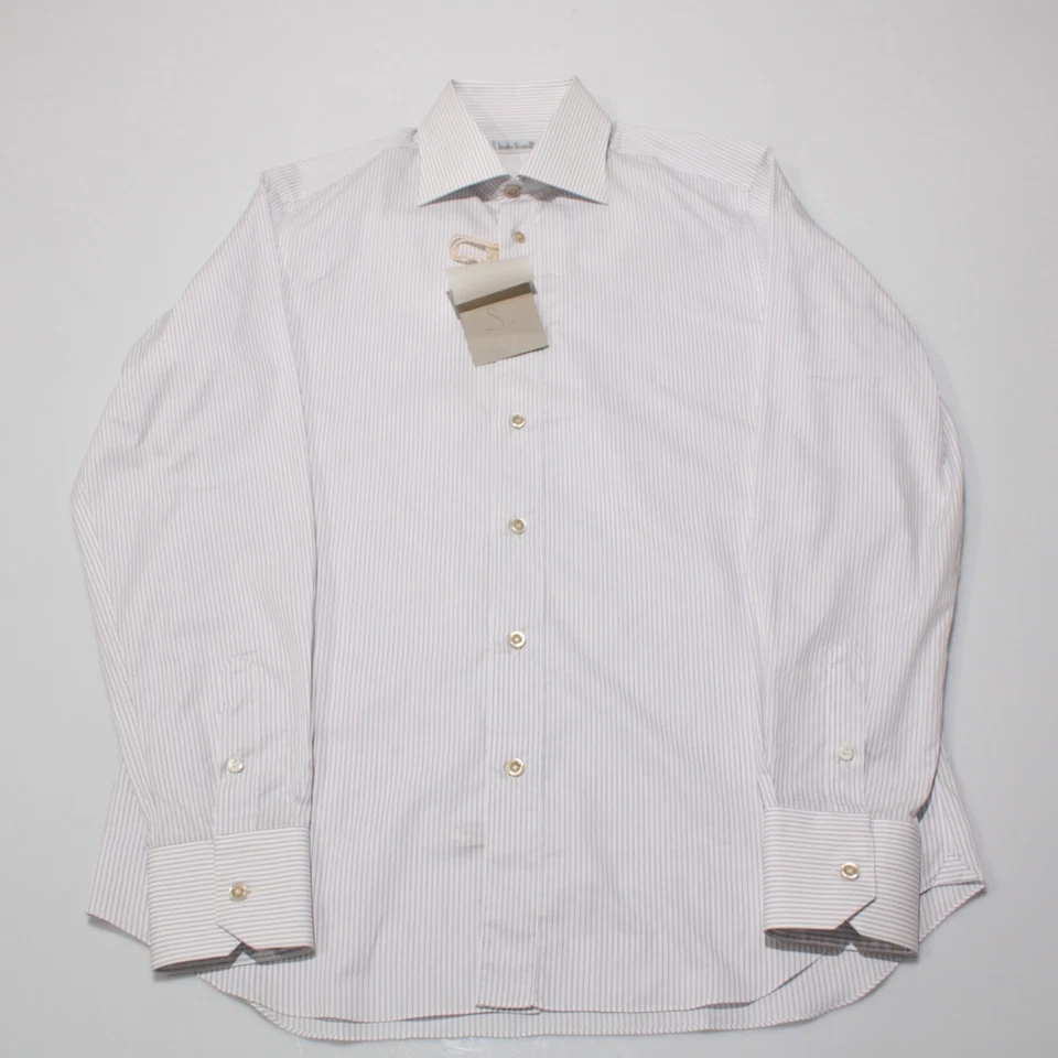 Italo Ferretti NWT Dress Shirt Size 15.5 39 US In White Striped 100% Cotton - Image 4 of 4