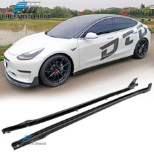 Fits 17-25 Tesla Model 3 V Style Side Skirts Extension 6PC Gloss Black  PP