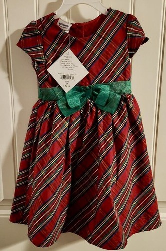 Blueberi bloulevard Plaid Red Green Christmas Toddler Girl party Dress 6-9 MO - Picture 6 of 9