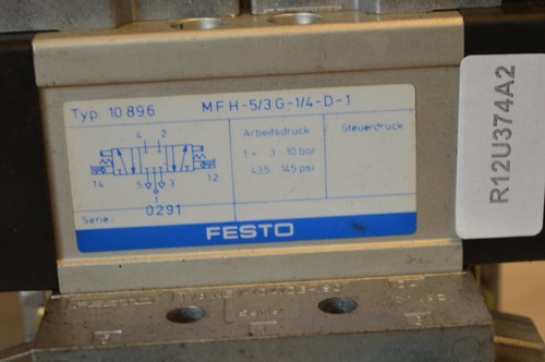 FESTO MFH-5/3G-1/4-D-1 Magnetventil 10896 3-10 bar + NEV-1DA7DB-ISO (R12U374A2) - Picture 4 of 7