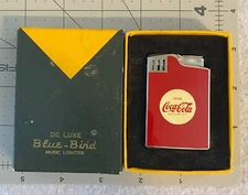 RARE Deluxe Blue-Bird Coca-Cola Red Musical Lighter in Original Box 