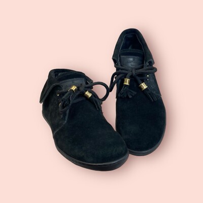 LOUIS VUITTON Fold Over Booties Monogram Black Suede Tassel Ankle Sz 36 / 6 US