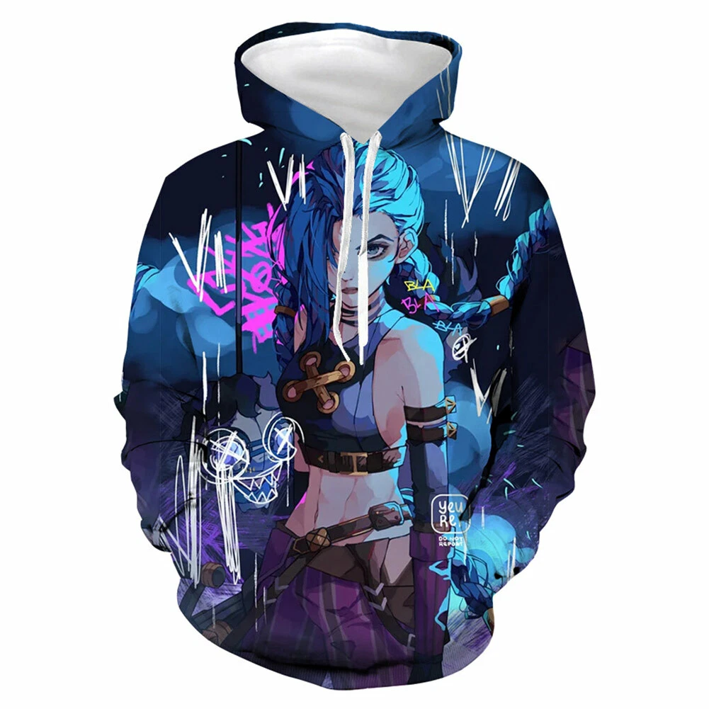 Arcane LoL Jinx Cosplay Hoodie Sweatshirt Men Women Casual
