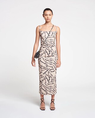 Nanushka Alexa Ruched Mesh Jersey Midi Dress size L