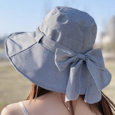 Dama Anti-UV Gorra de Ala Ancha Plegable Sombrero de Cubo Arco Sombrero para el Sol Sombrero de Vacaciones