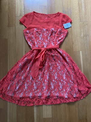 danny and nicole red lace dress Danny and nicole lace