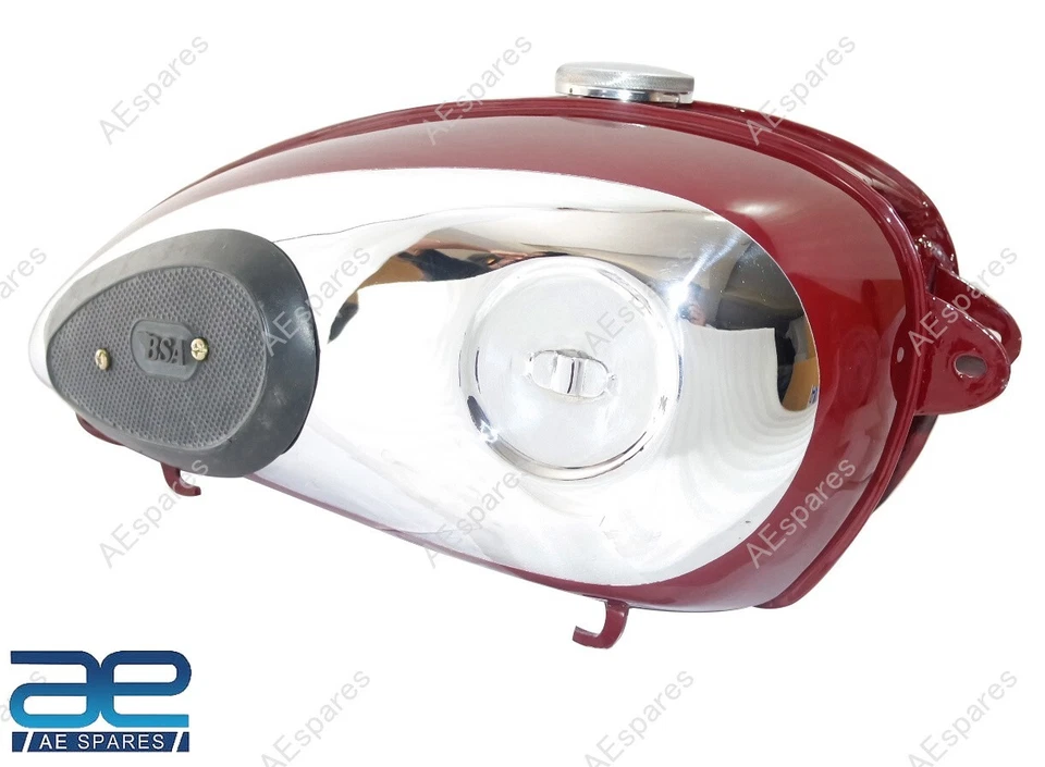 PARA BSA C10 C11 C12 C11G 250 ÉMBOLO GRANATE Y CROMO Y RODILLERAS TANQUE GASOLINA EC Foto 4 de 4