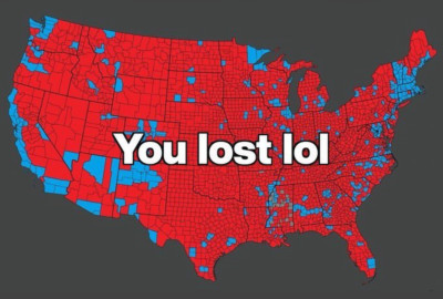 DONALD TRUMP 2024 You lost lol County Map Red Metal Fridge Magnet 2.7x4 7246