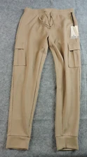 Kyodan Womens Medium Warm Taupe Cargo Joggers Tapered Legs Drawstring NEW