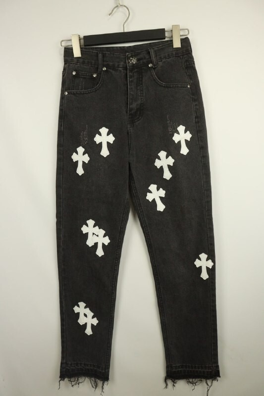 Levi's 550 Chrome Hearts Black Denim Cotton Cross Dark Wash Leg