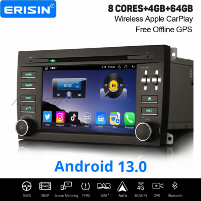 4+64GB Android 14 Autoradio DAB+ WiFi 8 Kern Navi CarPlay CD USB Porsche Cayenne