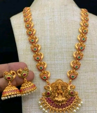 Indian Bollywood Gold Plated Kundan Bridal Necklace Earrings Jewelry Set