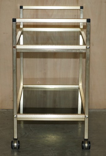 MID CENTURY MODERN GLASS AND POLISHED BRASS CIRCA 1950'S DRINKS TROLLEY - Picture 12 of 12