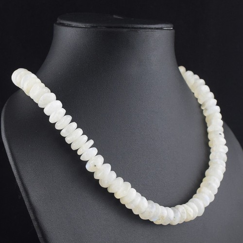 Wonderful Striking Blue Flash Moonstone 399.00 Best Necklace Beaded VK 17 E552 - Picture 5 of 5