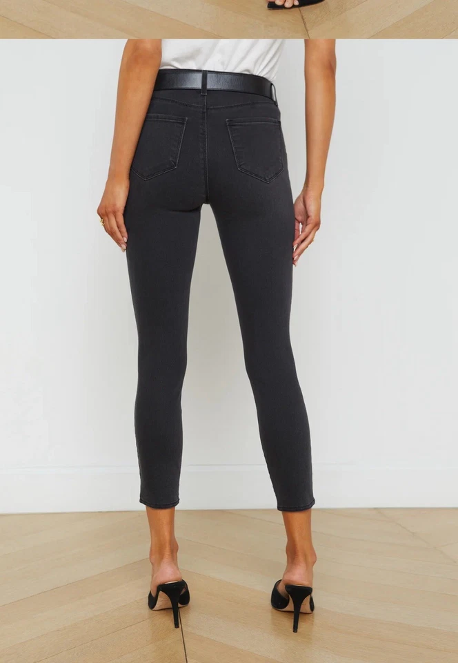 L’Agence Jeans Size 30 Margot Skinny Dark Graphite $270 Black Grey Stretch 30x26 - Image 4 of 4
