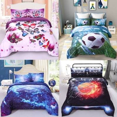 5 Piece Comforter Set Twin Full Queen Kids Boy Girls 3D Bedding Set Bed in a Bag