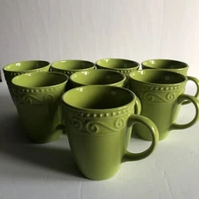 Home Essentials Curls Collection Coffee Mugs Tea Cups Lime Green 10 Oz Set of 8