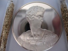 1.3-OZ .925 SILVER FRANKLIN MINT PROO  COIN GIULIANO GENIUS OF MICHELANGELO+GOLD