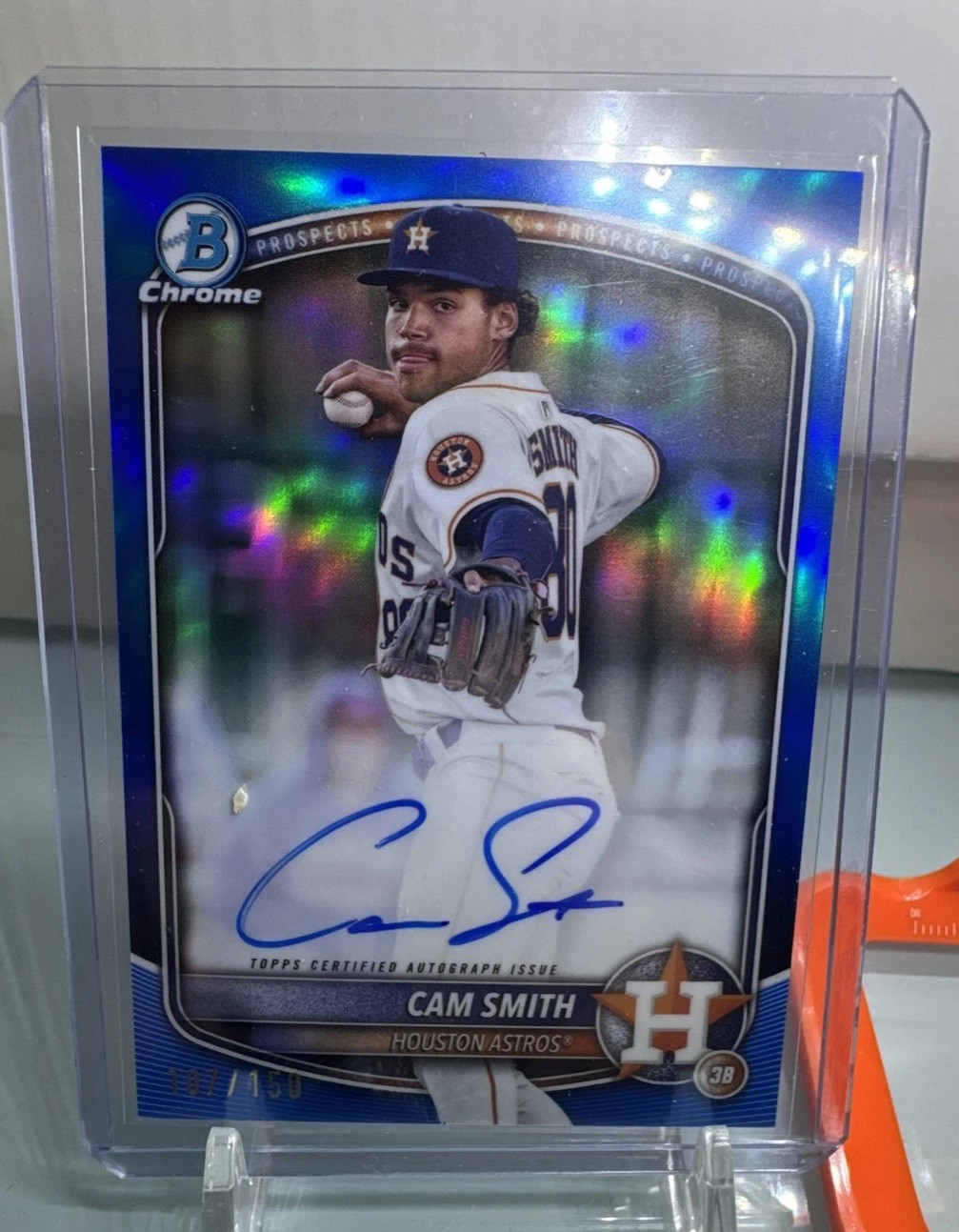 2025 Bowman Chrome Prospect Autographs Cam Smith #CPA-CSM Blue Refractor /150