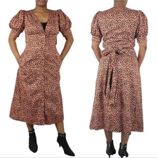 Love Whit by Whitney Port Brown Black Puff Sleeve A-line Midi Dress