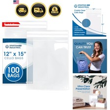 12" X 15" Self-Sealing Cellophane Bags 100 Count Clear Poly Packaging for Clo...