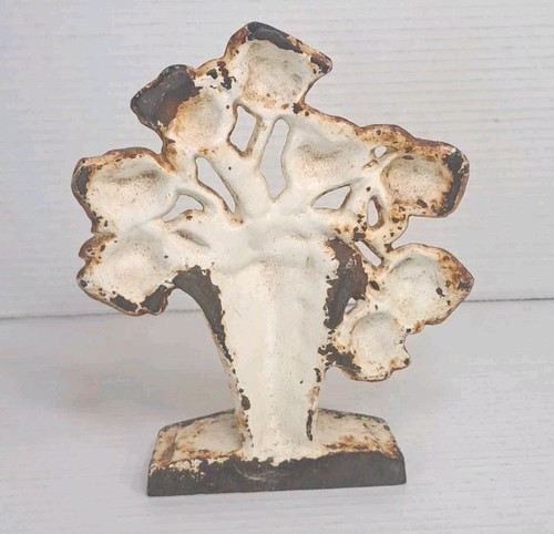 Antique 1920s Hubley John Wright Cast Iron Tulip Urn Door Stop #443 8"x7" Vtg - Picture 2 of 5