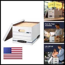 Bankers Box 00703 12-Pack Basic-Duty File Storage Box with Lid Letter/Legal