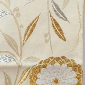 4-Piece Vintage Japanese Silk Kimono Set &ndash; Orange with Gold Accents & Cream Obi
