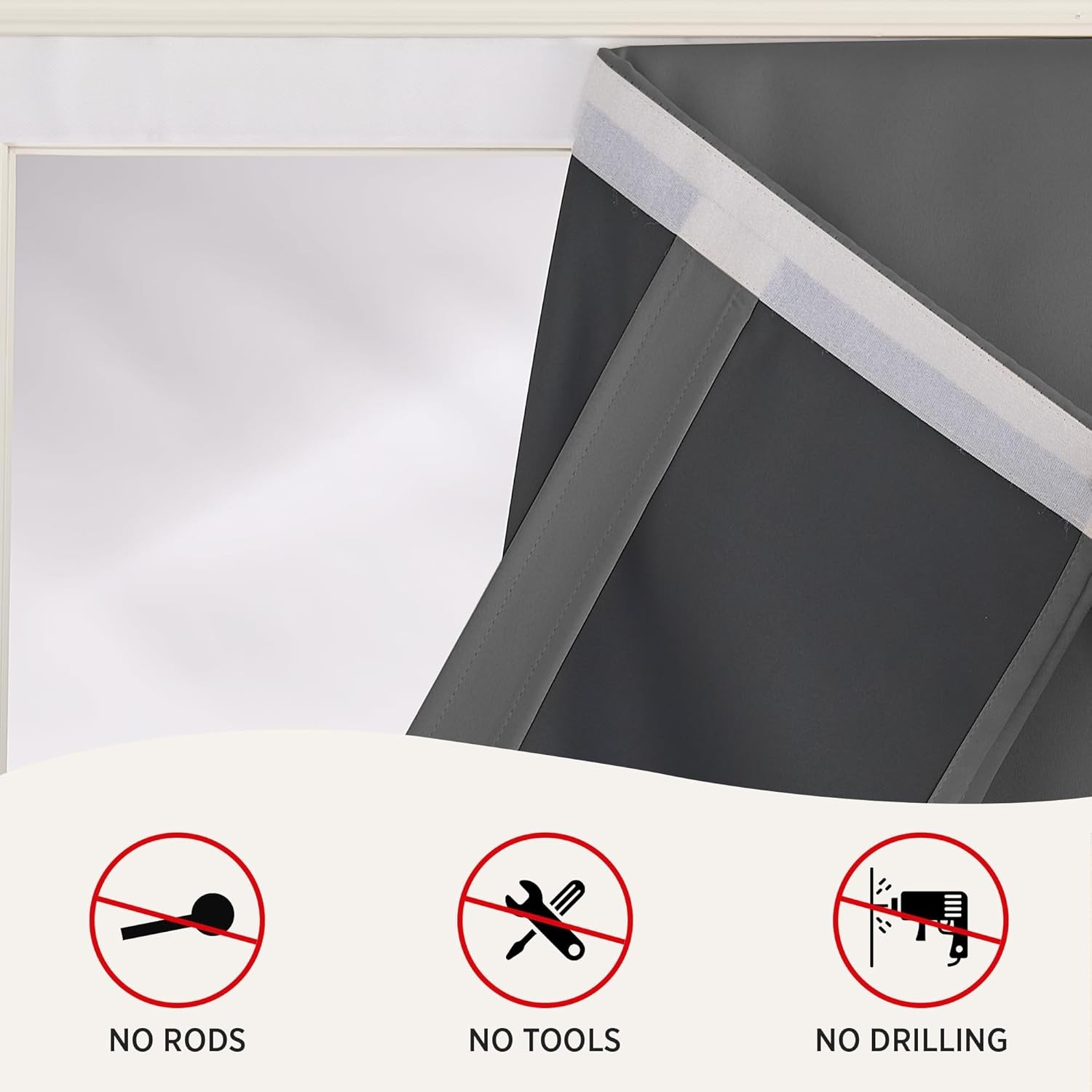 RYB HOME 100% Blackout French Door Curtains 26W x 40L (Pack of 1), New-grey 