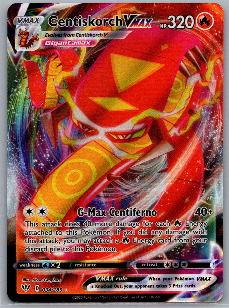 Centiskorch VMAX 034/189 Darkness Ablaze Pokemon NM